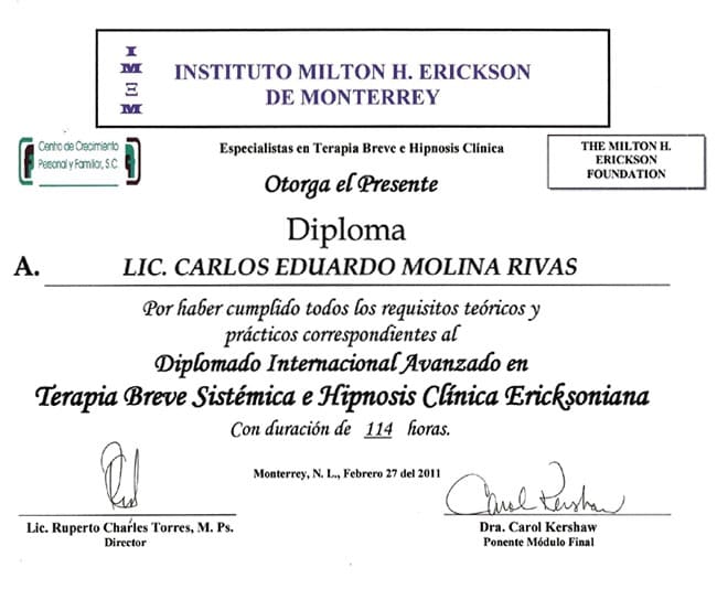 Certificado terapia enfocada en linea